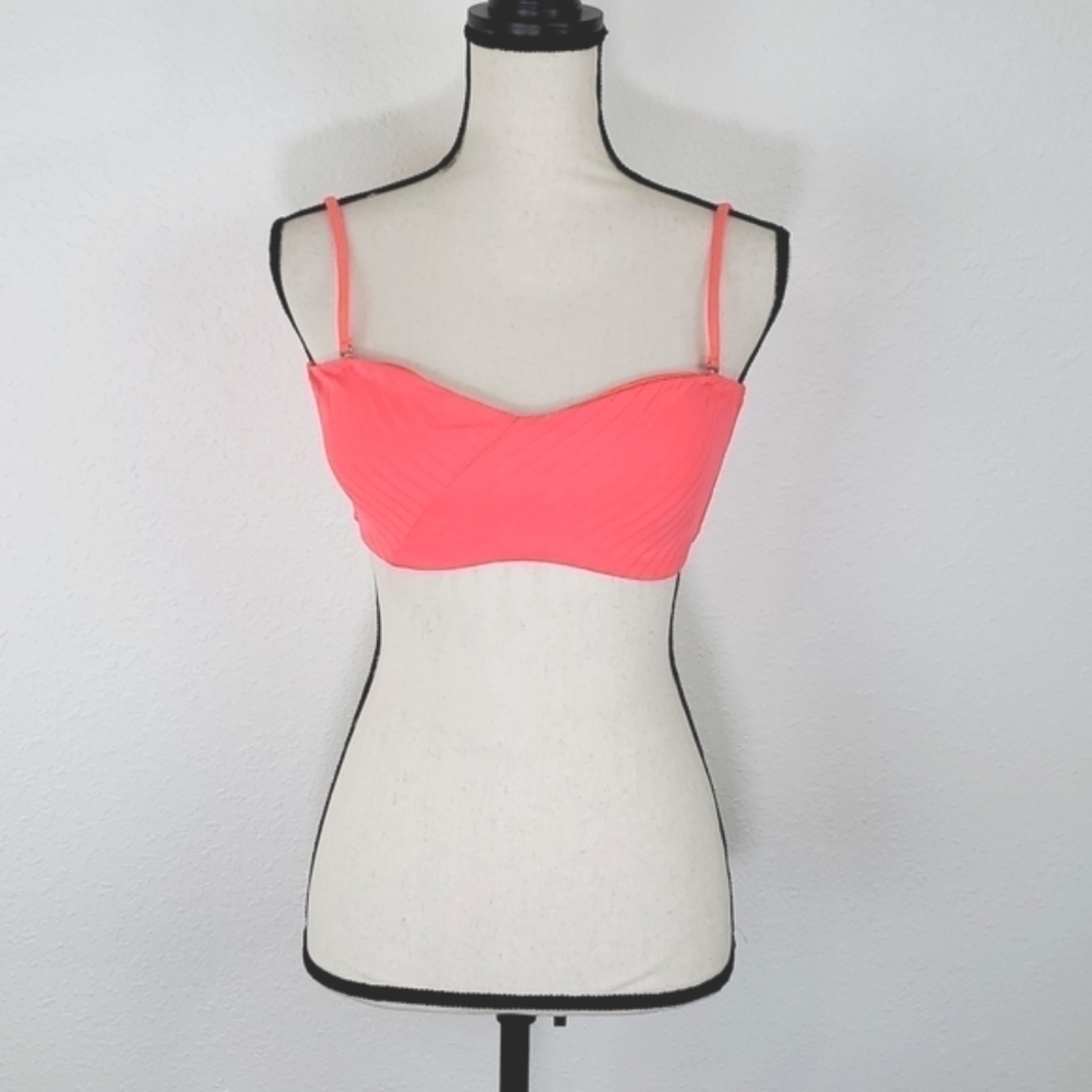 *NWOT* DAMSEL Popsicle Super Rib Bright Orange Bikini Top, size XL